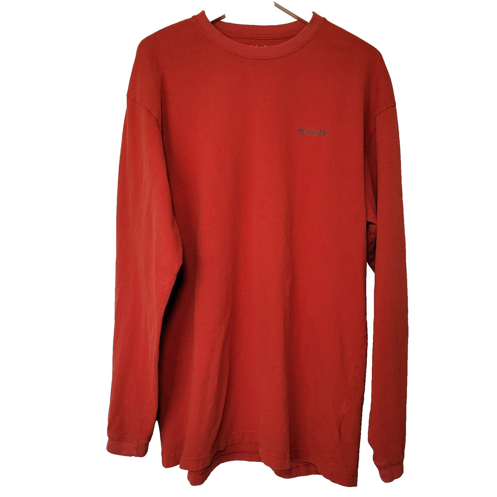 Columbia Henley Fall Orange Sz L Tall Midweight Casual Workstyle 100% Cotton